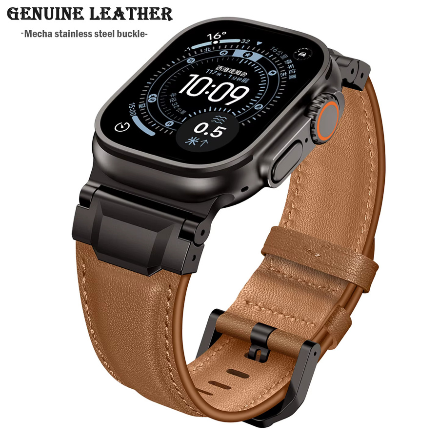NEY Uhrenarmband Leder, Edelstahl, Schwarz, Unisex - Bild 3