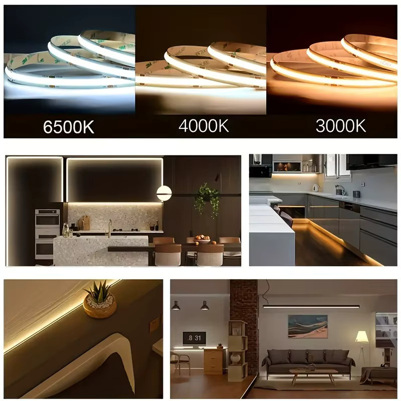 Shine-tale COB USB-LED-Streifen in Weiß, 5 V, wasserdichtes flexibles Lampenband mit 320 LEDs/m für TV-Hintergrundbeleuchtung, Spiegel, Küche und Möbel - Bild 5