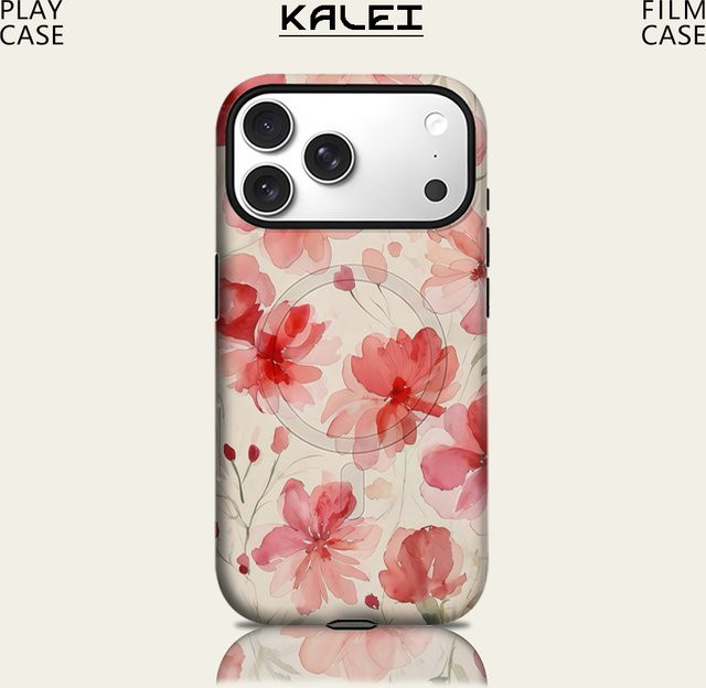 Potdemiel Handyhülle in Rot und Rosa für iPhone 17 16 15 14 13 Pro Max Plus, robuste zweilagige magnetische Schutzhülle - Bild 1