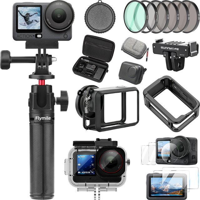 DJI Osmo Action 6 Zubehör-Set in Schwarz mit Displayschutzglas, Objektivdeckel, ND-Filtern, Rahmenkäfig, Unterwasser-Tauchkoffer und Aufbewahrungstasche - Bild 1