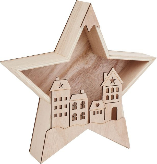VBS Holzbausatz Holzstern mit Häuserfront aus Sperrholz in Beige - Bild 1