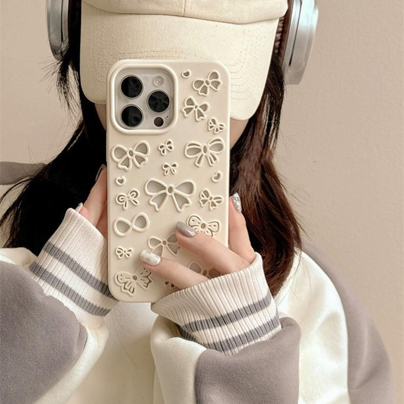 ASONPAI Silikon Handyhülle mit 3D Schleifen-Design für iPhone 13 14 15 16 17 Pro Max Air - Bild 4