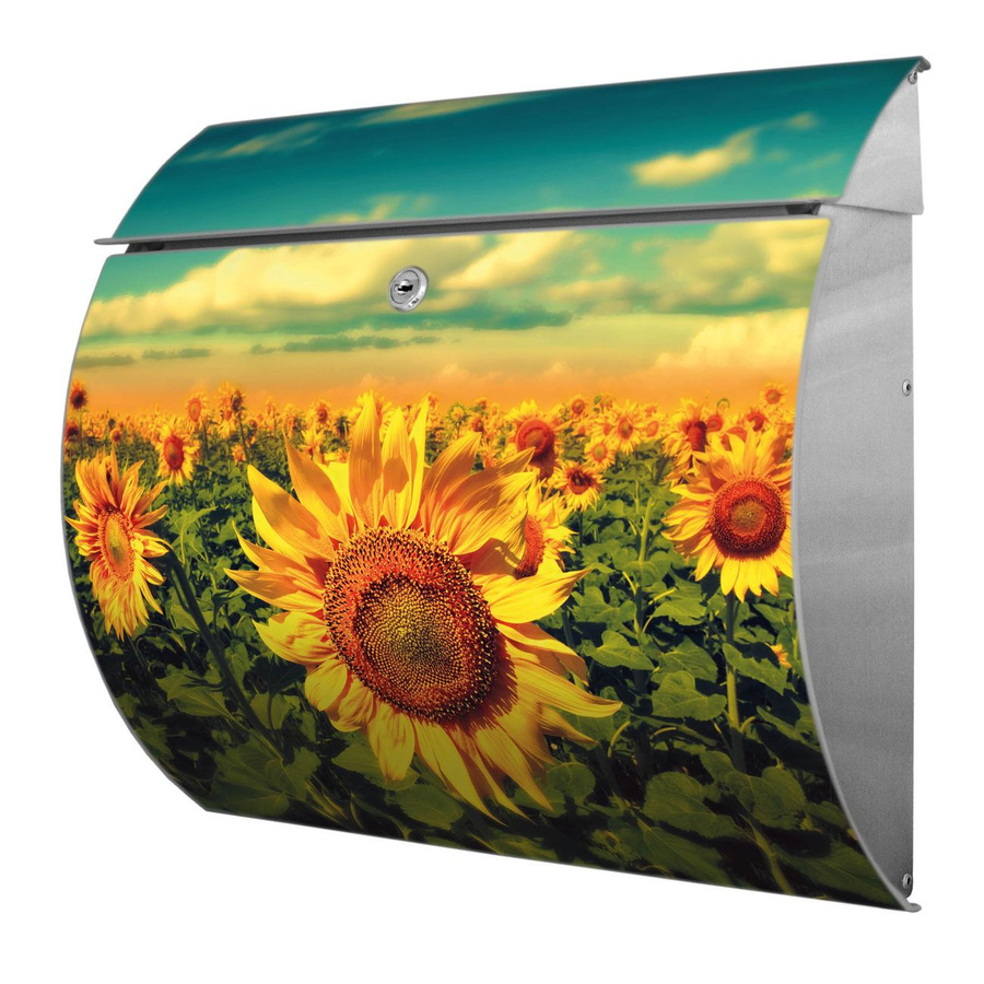 banjado Burg-Wächter Postkasten Toscana mit Sonnenblumen Motiv aus Edelstahl, Farbe: Multicolour, B/T/H: 38 x 11 x 33 cm - Bild 1