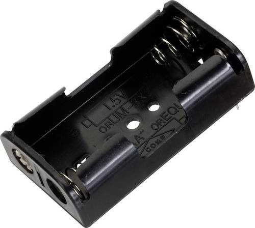 TRU COMPONENTS BH-321-1P Batteriehalter für 2x Mignon AA Batterien mit Kontaktpole in Schwarz - Bild 1