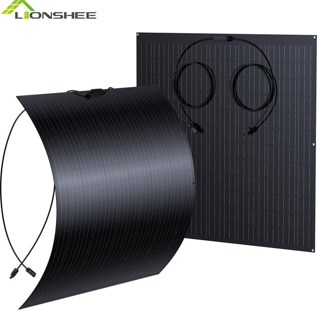 Lionshee Flexibles Solarmodul 240W, 12V Monokristallines PV-Modul, Schwarz, 17,55 % Wirkungsgrad, biegsam bis 120°, 2 mm ultradünn, IP67, für Wohnmobil, Camping und Boot - Bild 1