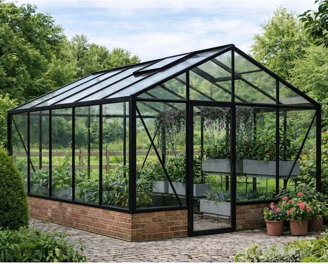 Bloomcabin Wandgewächshaus GHWM12 aus Aluminium und Sicherheitsglas in Schwarz - Bild 1