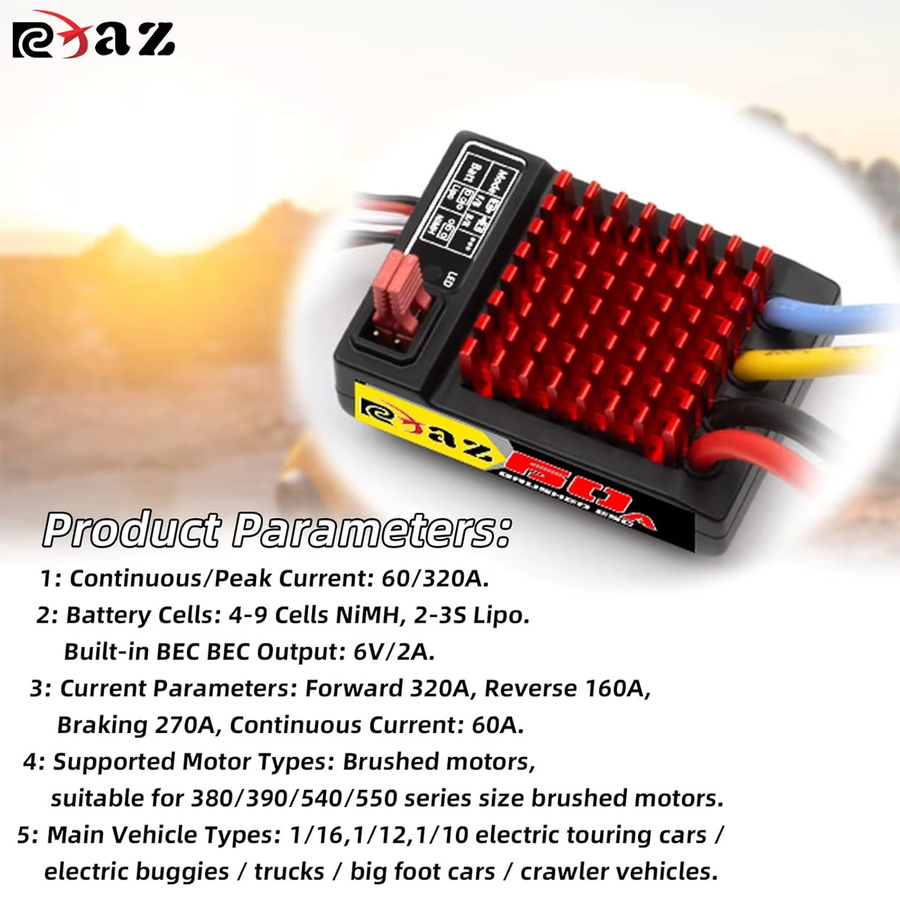 RCXAZ 1060 60A ESC, Wasserdichter gebürsteter elektronischer Geschwindigkeitsregler - Bild 3