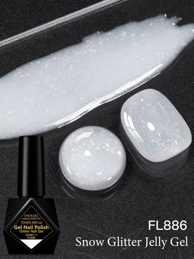 Four Lily Snow Glitter Jelly Gel, Milky White Pink Nude, Schimmernd, 10 ml - Bild 3