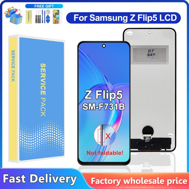 Samsung Z Flip5 Ersatzdisplay mit Digitizer und Touchscreen in TFT-Qualität, Farbe: Schwarz, passend für F731B F731U F731W - Bild 1