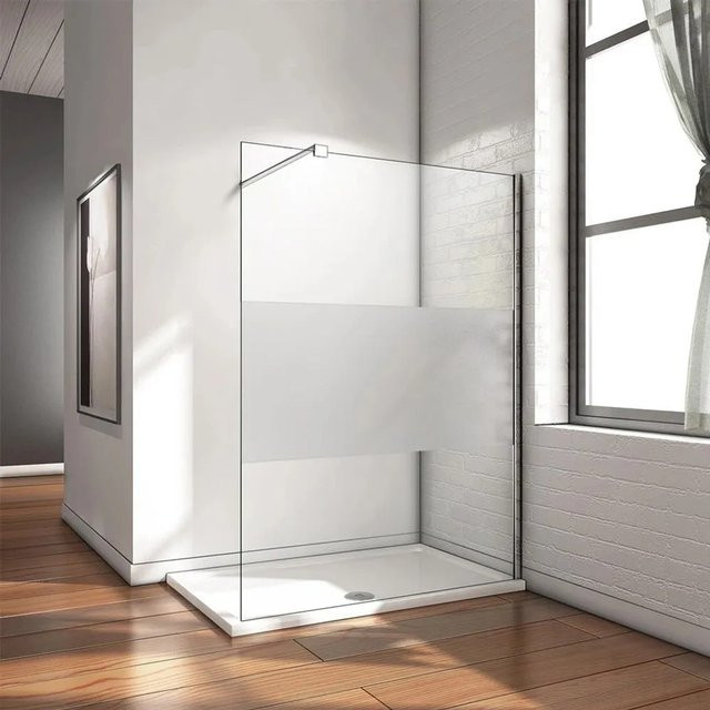 Aloni Walk In Duschwand aus Glas mit NANO-Beschichtung und halbmattem Mittelteil, Breite: 100 cm, Höhe: 200 cm - Bild 1