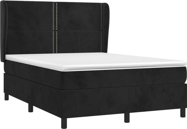 vidaXL Boxspringbett mit Matratze in Schwarz, Hybrid-Design mit Samtbezug, B/T: 140 x 200 cm - Bild 1