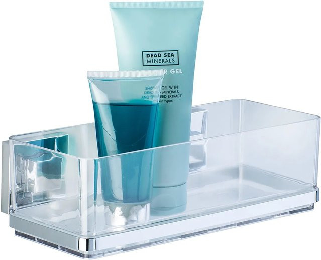 Wenko Vacuum-Loc Wandablage Quadro aus Edelstahl und Kunststoff in Silber und Transparent - Bild 1