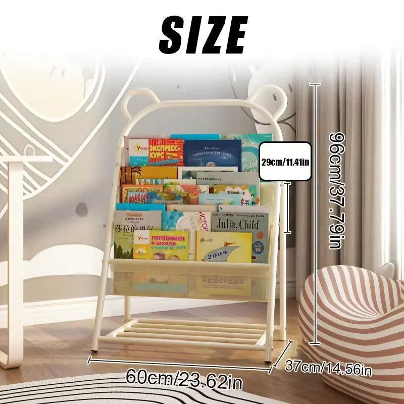 LIUSHADUOLA Kinder-Bücherregal aus Metall in Weiß, modernes und freistehendes Aufbewahrungsregal für Kinderzimmer und Wohnzimmer - Bild 3