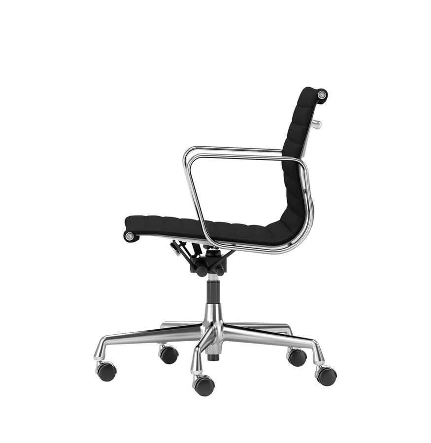 Vitra Aluminium Chair EA 117 mit Lederbezug in Schwarz - Bild 2