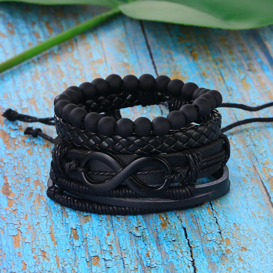 IFKM Jewelry Armband, Leder, Perle, schwarz, Unisex - Bild 5