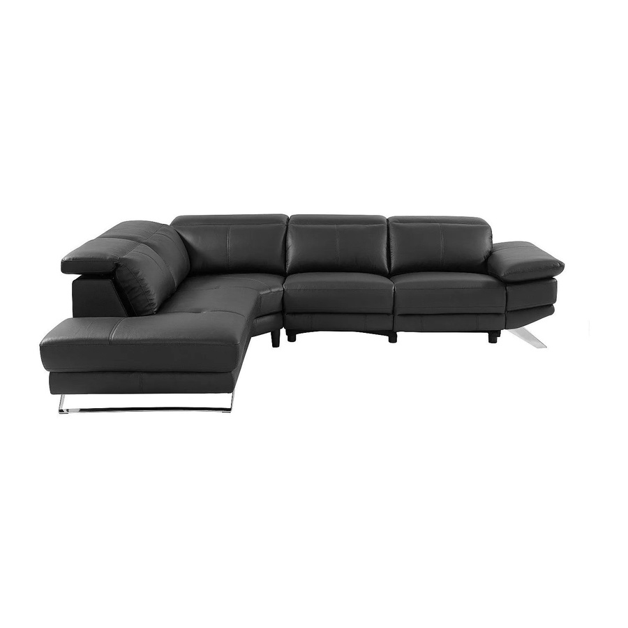 Vente-unique Relaxsofa Puno in L-Form aus schwarzem Rindsleder mit Breite: 299 cm - Bild 2