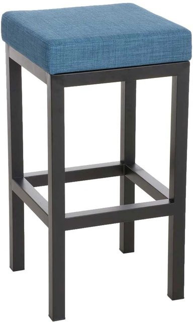 DELUKE Barhocker KIEL moderner Tresenhocker aus blauem Stoff und Stahl, Höhe: 85 cm - Bild 1