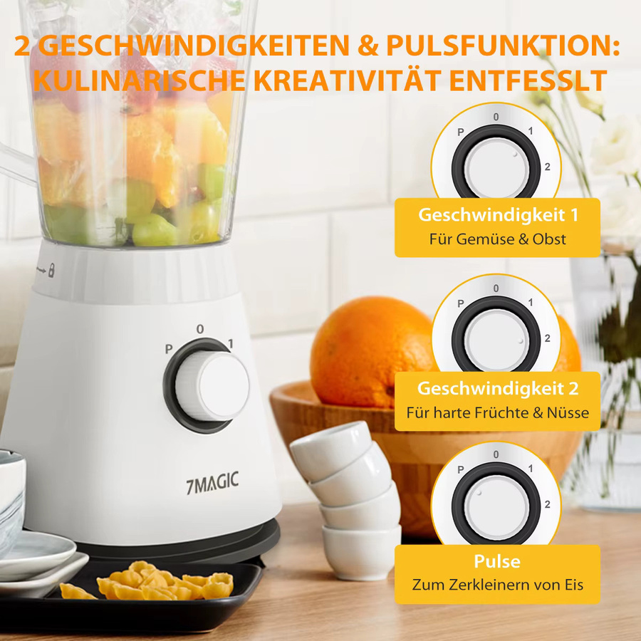 Fatabeta 3-in-1 Mixer in Weiß mit 1,5 l Fassungsvermögen als Fleischzerkleinerer, Zerkleinerer und Entsafter für Smoothies und Eis - Bild 2