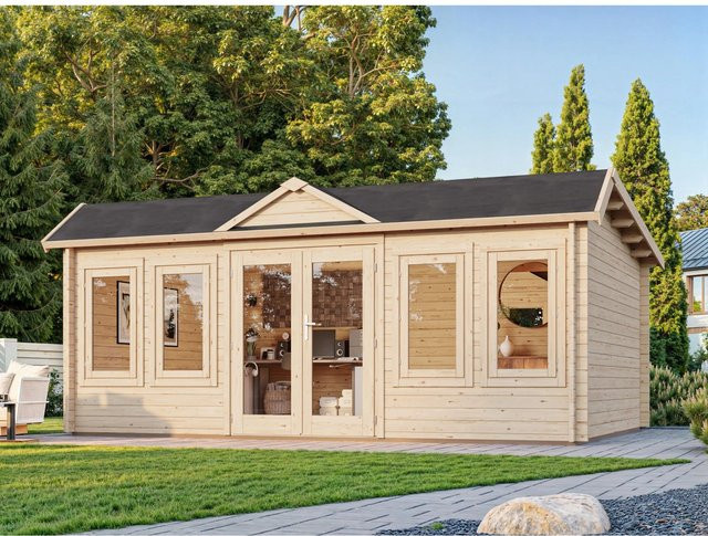 Palmako Gartenhaus Claudia Pent aus Holz in Transparent mit Blockbohlen und Montage-Set, B/T: 530 x 380 cm - Bild 1