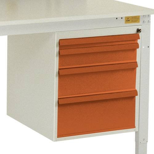 Manuflex LZ4763.2001 ESD-Gehäuse-Unterbau in Orange und Multicolour mit 4 Schubfächern, Nutzhöhe: 500 mm, für Tischtiefe: 1000 mm - Bild 1
