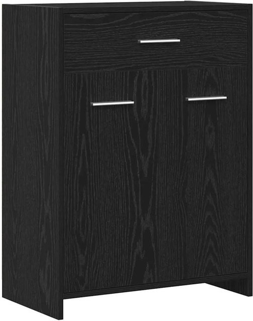 vidaXL Badezimmerschrank in Schwarz und Eichen-Optik mit Tür, B/T/H: 60 x 33 x 80 cm - Bild 1