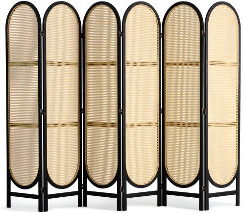 VEVOR Raumteiler mit 6 Paneelen aus Paulownia-Holz und handgewebtem Rattan, faltbarer Sichtschutz in Braun - Bild 1