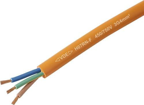 TRU COMPONENTS Gummischlauchleitung H07RN-F 3G 4mm² Orange Meterware - Bild 1