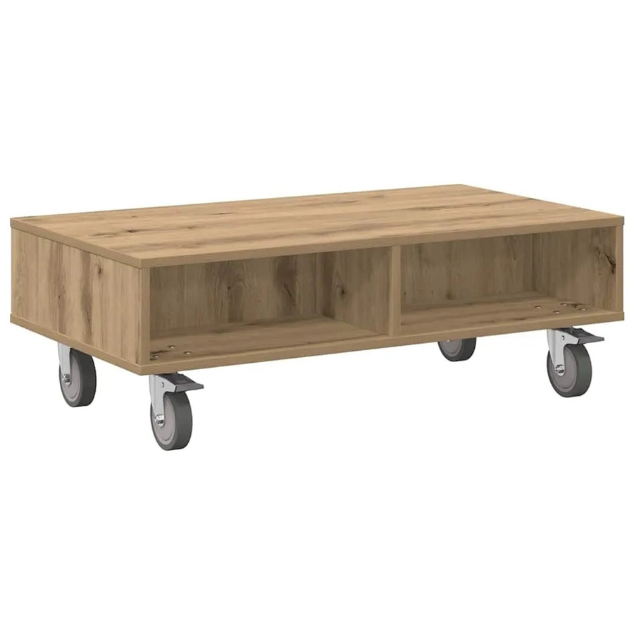 vidaXL Beistelltisch mit Rädern in Artisan-Eiche, Braun, B/T/H: 90 x 50 x 30 cm - Bild 2