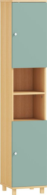 HOMCOM Badezimmerschrank in Grün mit 2 Schränken und 2 offenen Fächern, B/T/H: 30 x 30 x 166 cm - Bild 1