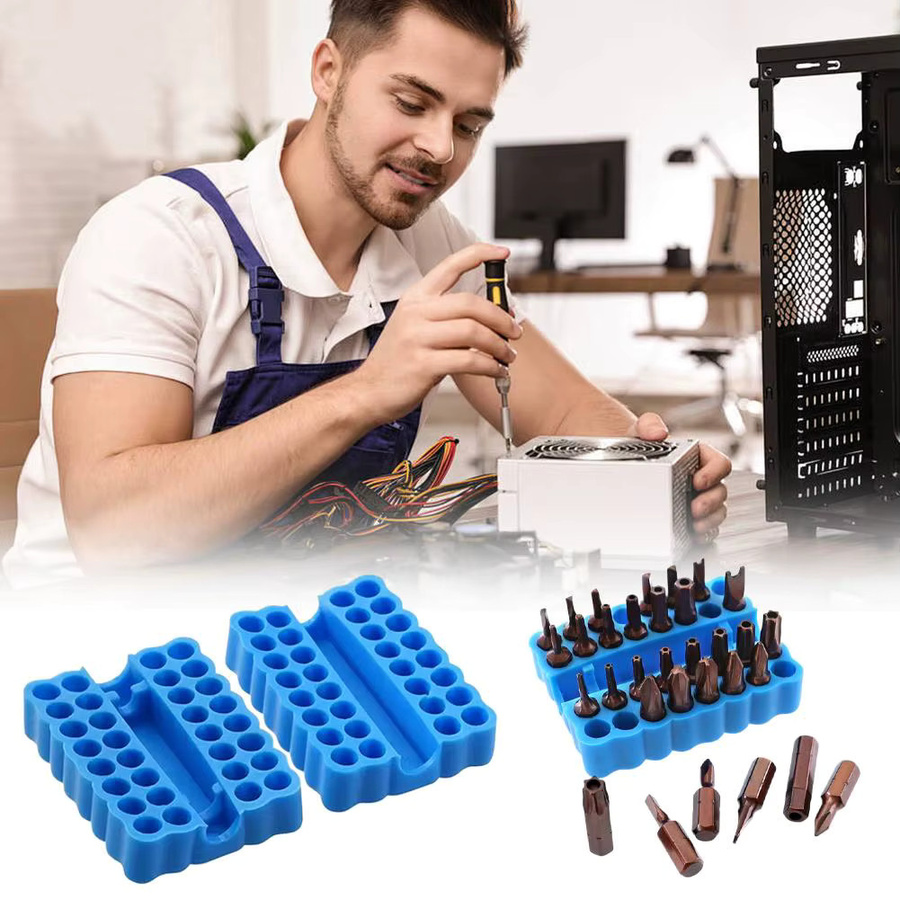 Silikon Bits-Halter für 32 Sechskantschaft Schraubendreher-Bits in Blau - Bild 3