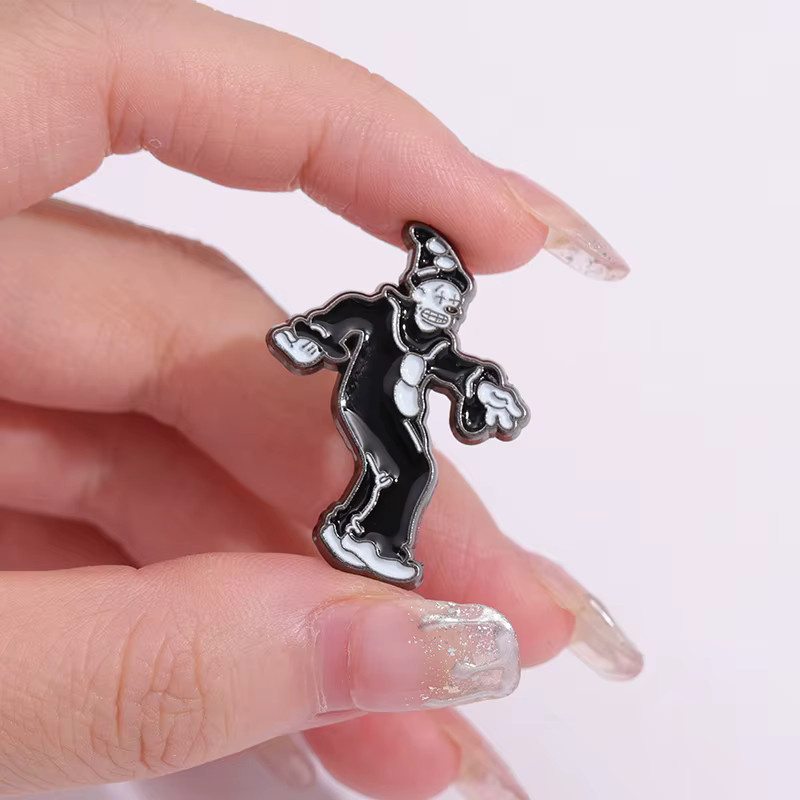 QIHE JEWELRY Brosche, Clown, Emaille, Metall, Schwarz, Unisex - Bild 3