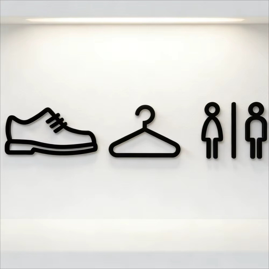 CIFBUY 3D Acryl Badezimmerschild Moderne Toilettentürplatte aus Kunststoff in Schwarz mit Selbstklebefläche - Bild 2