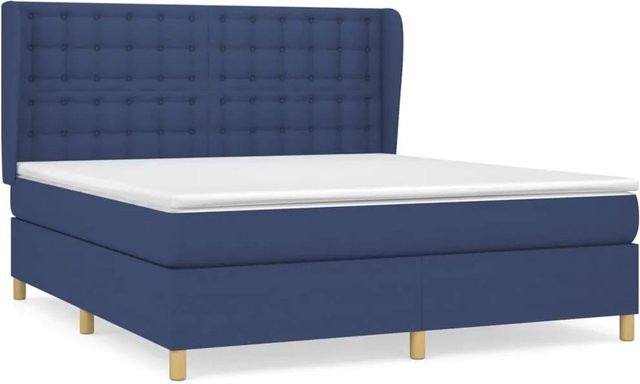 vidaXL Boxspringbett mit Matratze Blau Hybrid mit Taschenfederkern B/T: 160 x 200 cm - Bild 1