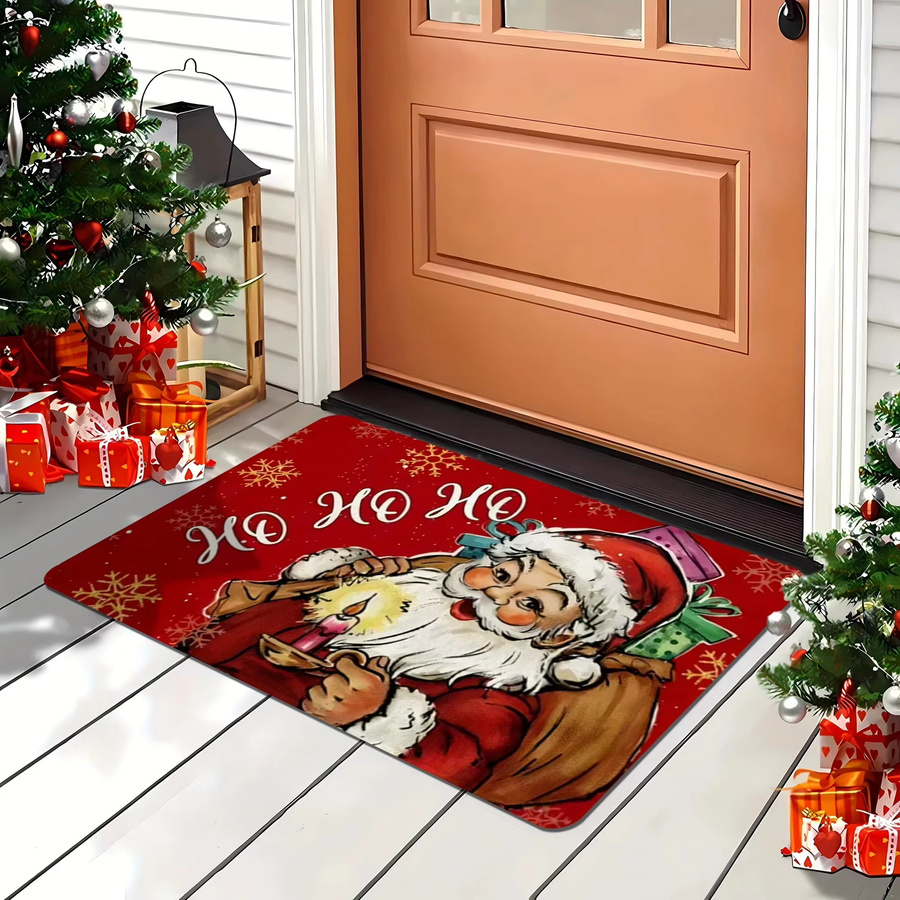 VIKAMA Weihnachtsmann Teppich mit Grafikdruck, rutschfeste Bodenmatte aus Polyester für Wohnzimmer, Kinderzimmer oder Flur, B/T: 60 x 40 cm - Bild 2