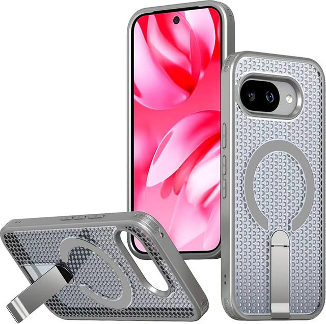 Stoßfeste Waben-Handyhülle mit Wärmeableitung und Metallhalterung für MagSafe für Google 9 und Google 10 A Pro XL in Schwarz - Bild 1