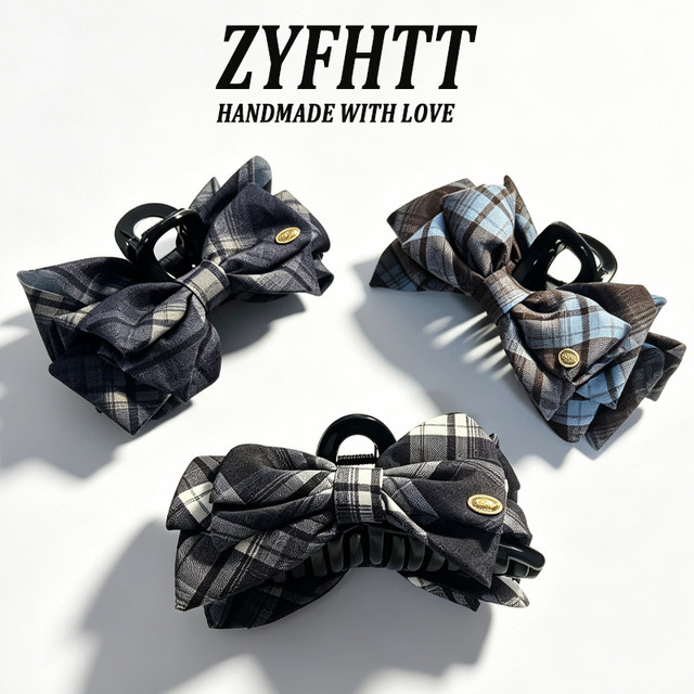 ZYFHTT Haarspange mit Schleife, Karierter Stoff, Damen - Bild 1