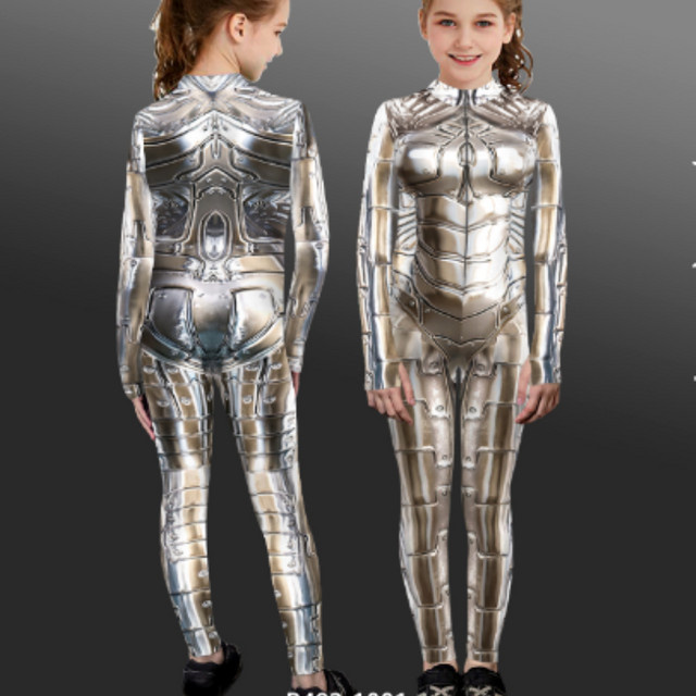 COLOR COSPLAYER Kinder Cosplay Punk Roboter Kostüm, Zentai Anzug, Grau - Bild 1