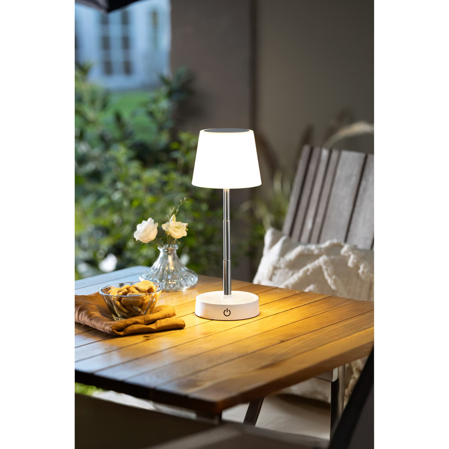 Moderne LED-Tischleuchte 2 in 1 mit Akku in Weiß und Silber - Bild 2
