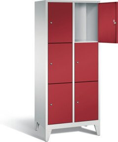 C+P Garderobenschrank Classic mit Rubinrot Front und Lichtgrauem Korpus, H: 185 cm, B: 81 cm, T: 50 cm - Bild 1