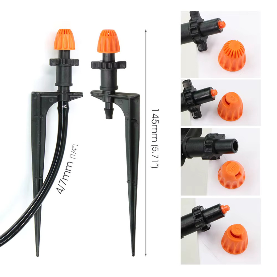 20er Set Garten Bewässerungs Sprühdüsen mit 11 cm Pfahl und verstellbaren Sprühwinkeln 90 Grad, 180 Grad oder 360 Grad sowie Streifenbewässerung - Bild 4