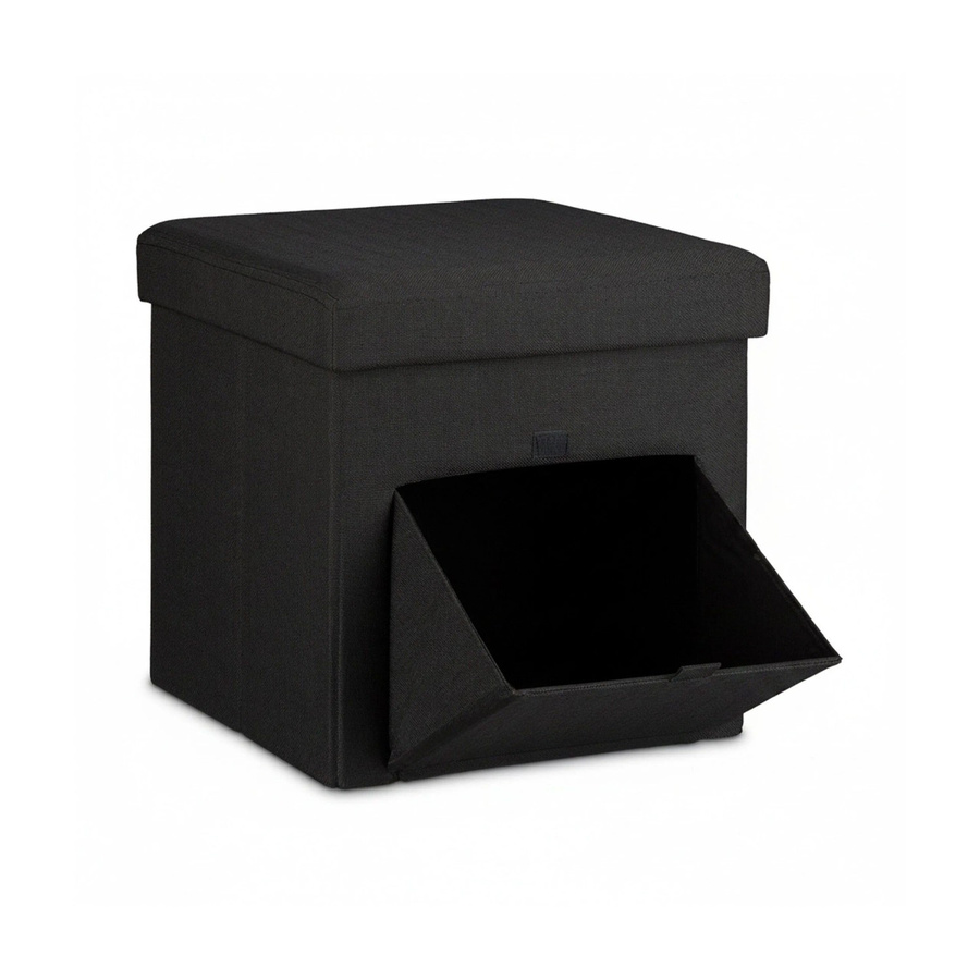 Relaxdays Sitzhocker Cube aus Leinen in Schwarz, faltbar mit abnehmbarem Bezug, B/T/H: 38 x 38 x 38 cm - Bild 2