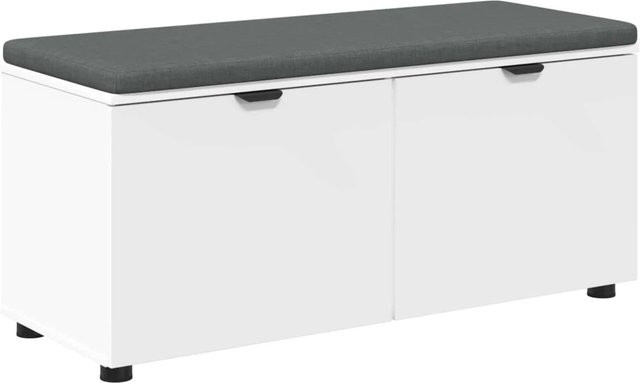 vidaXL Flurbank mit Kissen und Regal mit Tür in Weiß, B/T/H: 100 x 38 x 46 cm - Bild 1