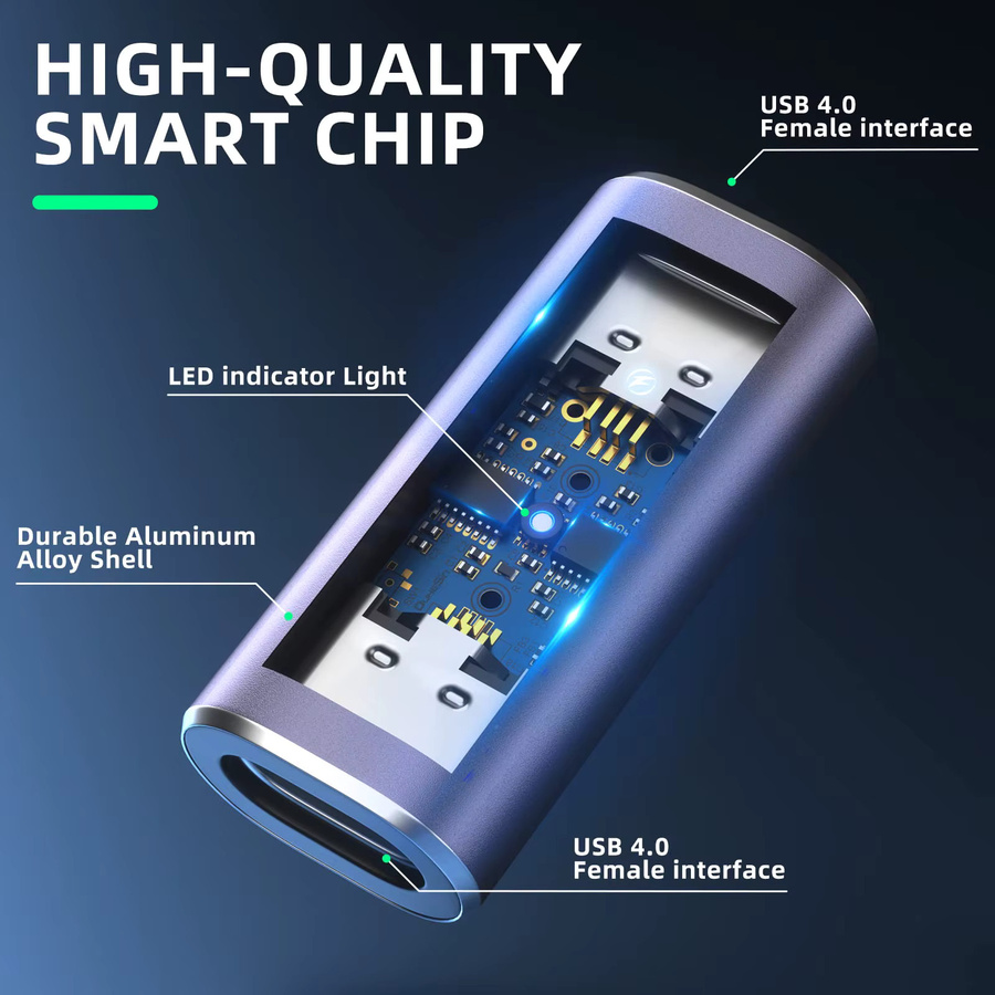 NNBILI USB4.0 C auf C Adapter Koppler mit LED-Anzeige, 240 W, 40 Gbit/s, unterstützt 8K Audio und Video - Bild 6