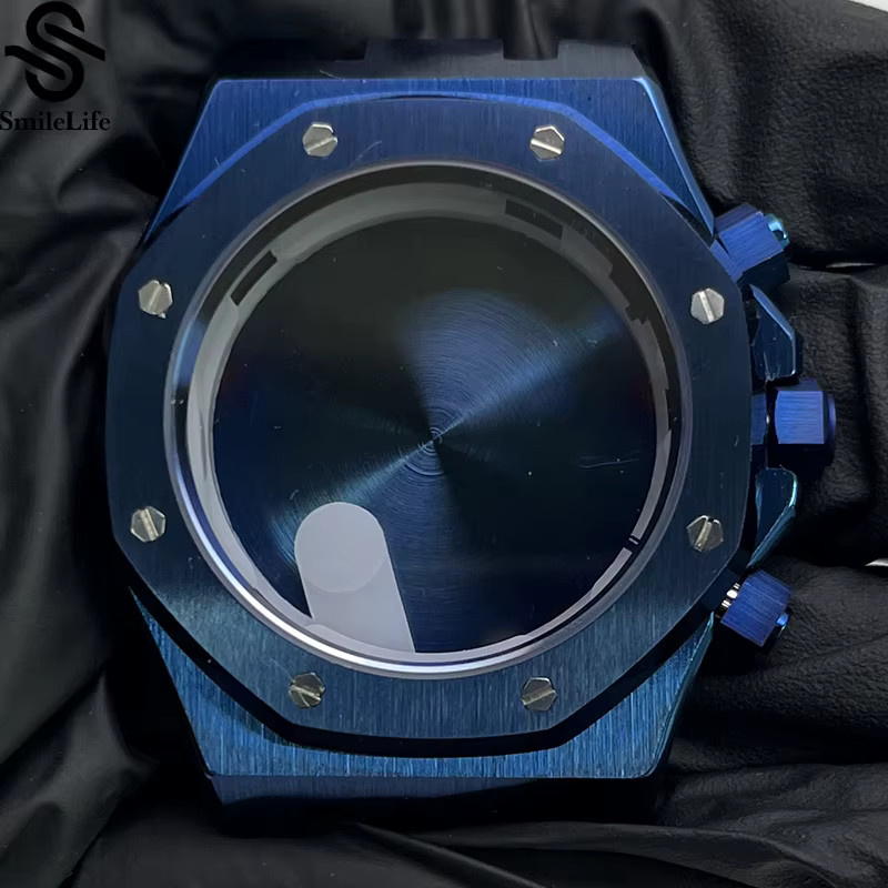 SmileLife Uhrengehäuse mit Armband, blau, 41 mm, Saphirglas, Quarzwerk, VK63-Uhrwerk, Uhrenzubehör - Bild 4