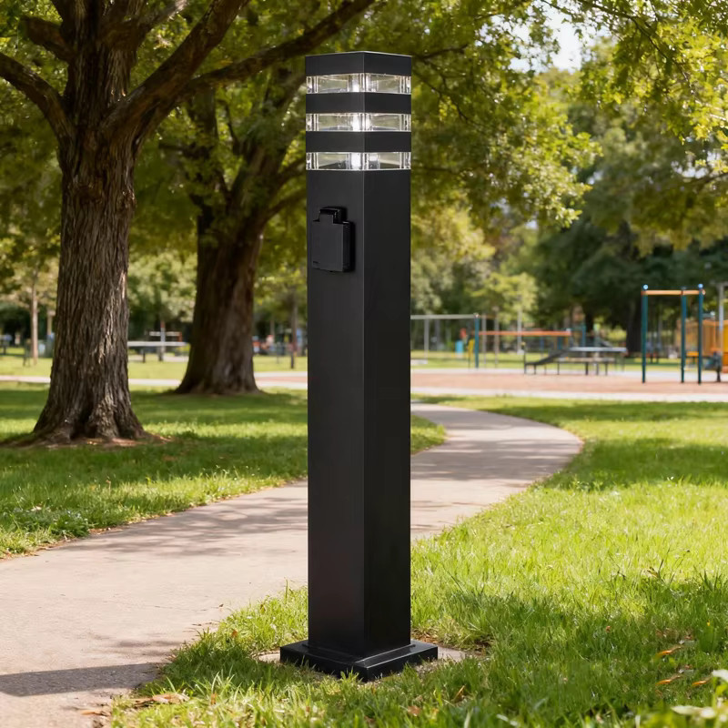 Ynhaw Klassische Outdoor Gartenleuchte aus Metall in Schwarz mit transparentem Glas und E27 Fassung - Bild 4