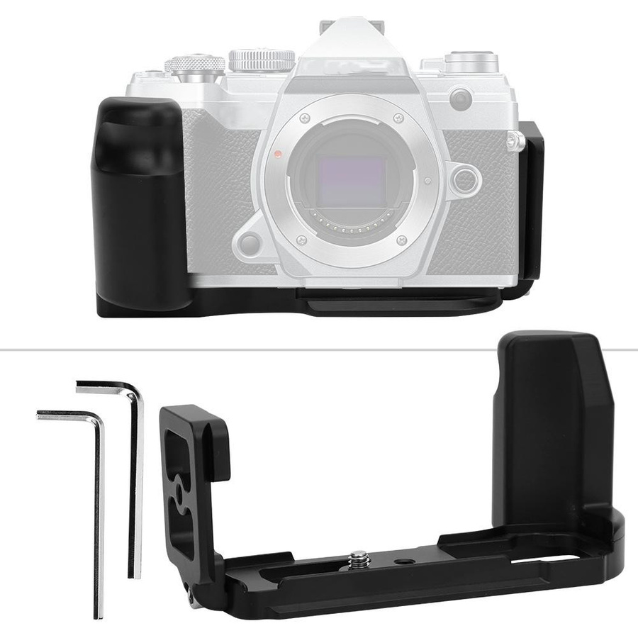 Schnellwechselplatte aus Aluminiumlegierung mit L-Handgriffhalterung für Olympus EM5 Micro Four Thirds Kameras in Schwarz - Bild 4