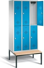 C+P Spind Classic doppelstöckig mit 6 Türen, Front Lichtblau, Korpus Lichtgrau und Gestell Schwarzgrau, H x B x T: 209 x 90 x 81,5 cm - Bild 1
