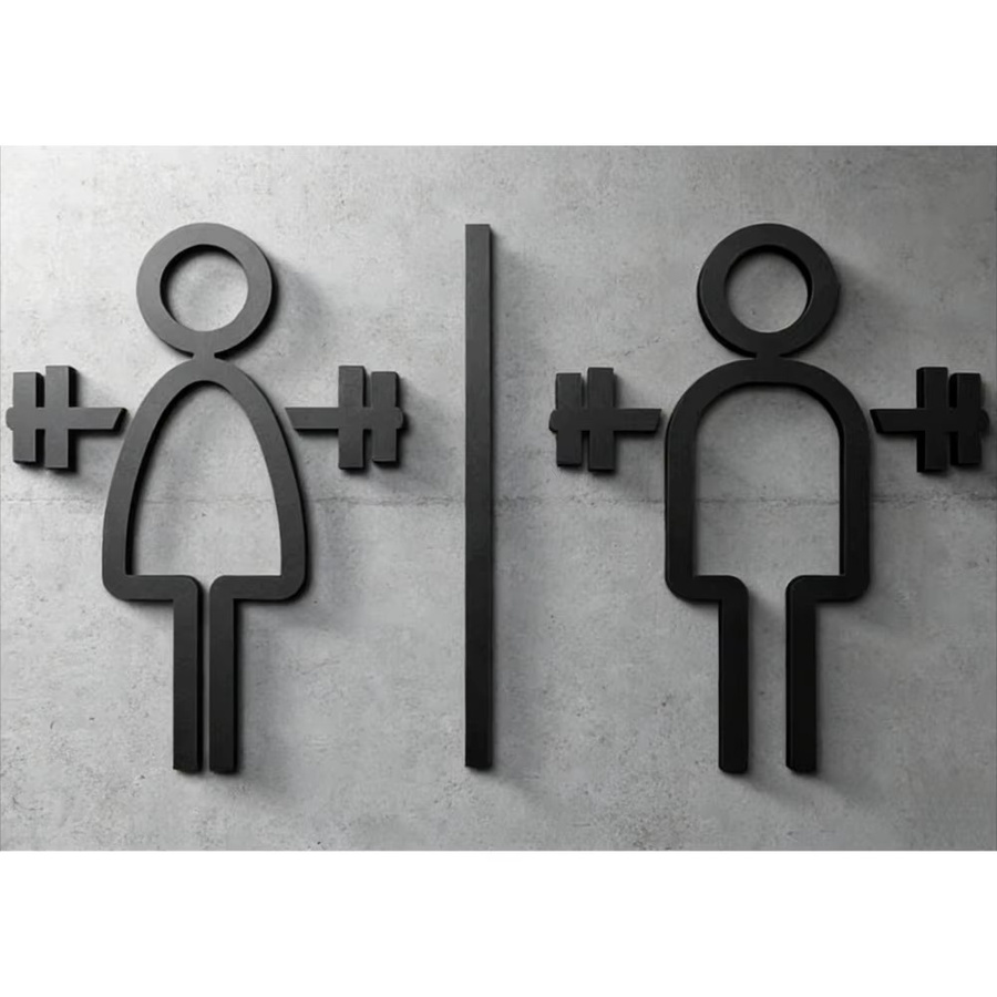 CIFBUY 3D-Acryl-Toilettenschild aus Metall in Schwarz als selbstklebende Wanddekoration für Badezimmer und Fitnessstudios - Bild 1