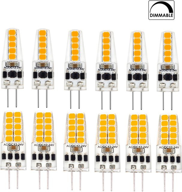 5er Set YORYZENG G4 LED Glühbirnen aus Silikon und Kristall, dimmbar, AC/DC 12 V-24 V, weiß und transparent - Bild 1