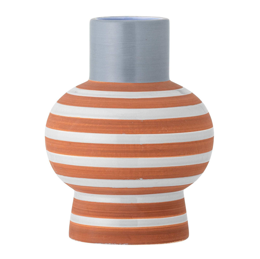 Bloomingville Vase Lindir aus Keramik in Blau mit Streifen, Höhe: 19 cm - Bild 1